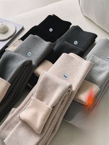 MiiOW | Quần lót nữ ấm áp mùa thu đông dày dặn có lót lông cừu ngoài trời quần cotton kẻ sọc màu đen xám mới 2025