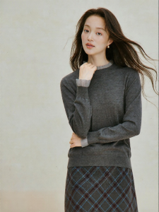 INMAN | French Style Lace Stitch Half High Collar Sweater Knitwear