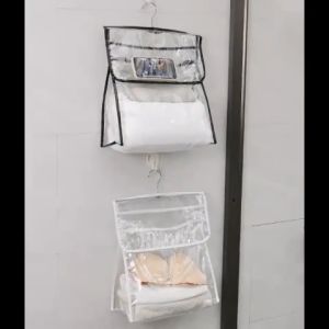 1pc Waterproof Hanging Bathroom Bag Mobile Phone Clothing Storage Bag Cosmetic Storage Bag Transparent Wash Bag