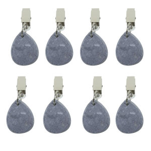 8/16PCS Tablecloth Weights Outdoor Table Cloth Weights Teardrop Shape Pendant Stones with Metal Clips Marble Table Cover Weights