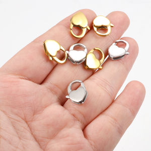 Polished Large Stainless Steel Love Lobster Buckle 18k Gold Heart-shaped Clasps Jewelry diy Lock Necklace Bracelet Accessories