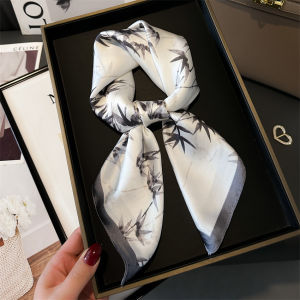 Khăn Choàng Lụa Tre Phong Cách Trung Hoa 70cm Cho Nữ Khăn Choàng Tròn Trang Trí Cổ Tay Mùa Hè Mùa Xuân Mùa Thu Hình Lá