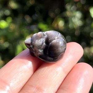 1pc Silver Obsidian Mini Sleeping Cat Quartz Cat Crystal Cat Mineral Specimen Home Decor Crystal Gifts Birthday Gifts Hol