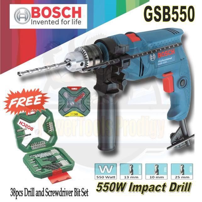 BOSCH GSB 550 IMPACT DRILL DRIVER COMES WITH FREE 38