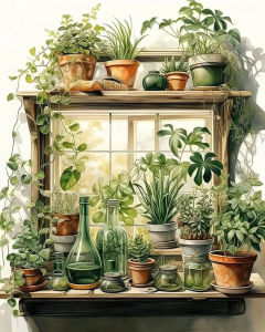 Kayou | DIY Digital Oil Painting Plant Acrylic Paint By Numbers Picture Artcraft on Canvas Home Living Room Art Craft Handpainted Gift