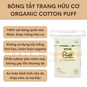 Bông tẩy trang organic cotton Puff siêu lành tính của Nhật