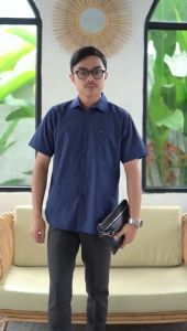 ALARY - Kemeja Lengan Pendek Pria Elio Navy
