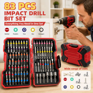 OLOEY | 83-Piece Impact Drill Bit Set Of Various Specifications With Magnetic Anti-Slip Nut Driver And Tool Box For Convenient Storage.