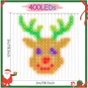 Smart LED Curtain Lights 3mx3m 300Leds USB String Lights with Bluetooth App Timer Music Sync Christmas Curtain String Outdoor