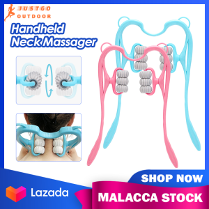 Handheld Neck Massager 6-Wheel Shoulder Aids Dual Trigger Point Roller Massage Muscle Relaxation Self Massager