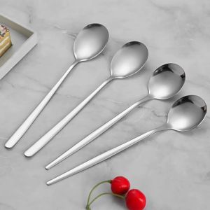 [10 ชิ้น] ช้อนเกาหลี ช้อนสเตนเลส เกรด 304 ไม่เป็นสนิม ลาย เรียบ สินค้าพร้อมส่ง OO99