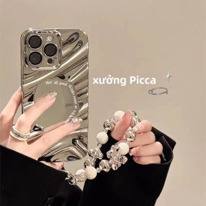 Ốp Điện Thoại iPhone 16 Pro Max 13 11 15 14 12 17 Air 17promax 16promax Chống Sốc Có Dây Đeo Silicon Gương Trang Điểm - Chống Xước