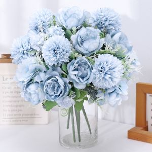 Silk Peony Artificial Flowers High Quality Wedding Home Christmas Wreath Bridal Bouquet Table Vase Photo Props DIY Decoration