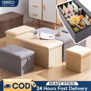 GOLD Folding Chair Large Capacity 110L/160L Fabric Foldable Storage Bench with Seating and Storage Ottoman