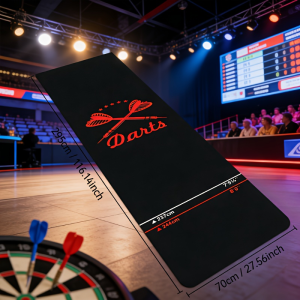 VIKAMA Darts Logo Dart Mat Non Slip Throw Line Mat with Official Distance Markers for Indoor Darts Game Room Decor