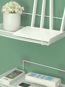 Punch-Free Storage Solution: TV Set-Top Storage Rack & Wall Mounted Wifi Router Shelf
