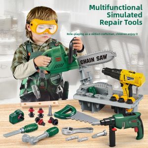 Realistic Drill Saw Tool Box Toy for Pretend Play