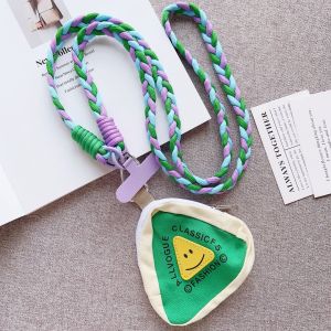 Fashion Phone Lanyard With Zipper Pouch Braided Anti-Drop Neck Strap For Phone Case Portable Small Bag Phone Chain For Women