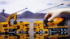 Đồ chơi xe đầu kéo xe trộn bê tông bằng hợp kim và nhựa thùng xoay 360 độ kích thước cực lớn chạy đà