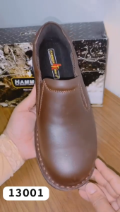 Hammer Kings Exclusive Safety Shoes 13001 - Low Cut Slip-on Steel Toe Cap Leather Working Footwear - UK 6-11 - Genuine Upper Leather - Oil and Acid Resistant Rubber Outsole - Steel Mid-Plate and Toe Cap - Heat Resistant Rubber Sole