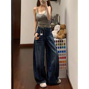 High Waist Loose Wide Leg Jeans Womens Spring Autumn New Style American Retro Knife Edge Casual Comfortable Straight Fit