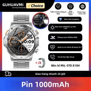 GUHUAVMI | 2026 Đồng Hồ Thông Minh Dành Cho Nam Pin 1000MAh Ngoài Trời Đèn Pin LED Cuộc Gọi Bluetooth Quân Sự Chống Nước Thể Thao Theo Dõi Sức Khỏe Đồng Hồ Thông Minh Smartwatch