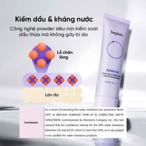 CHÍNH HÃNG -50ml Kem Chống Nắng Nâng Tone Kiềm Dầu Dưỡng Ẩm Beplain Sunmuse Tone Up & Correcting Mineral Moisture Sunscreen SPF50+ PA++++