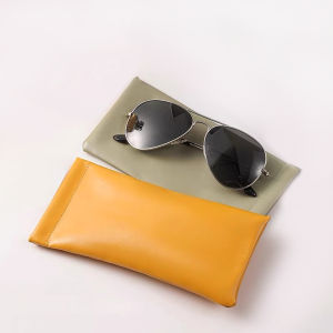 Naukaha【Ready in Stock】 PU Sunglasses Storage Bag Glasses Storage Pack Soft Leather Glasses Bag 1pc