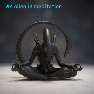 An alien ornament in meditation creatively designed to create a personalized atmosphere space suitable for collection.