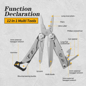 12 in 1 Multi-Tool Pliers with Nylon Sheath Professional Outdoor Multi-Tool Knife for Camping and Hunting Gift for Dads Husba