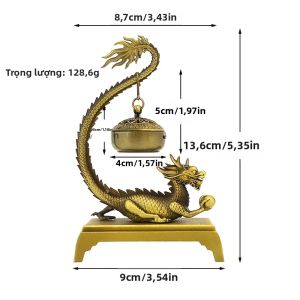 Rồng Hương Phong Thủy Trung Quốc Retro Kim Loại Lư Hương Trang Trí Nhà Xông Phòng Trang Trí May Mắn SMQ