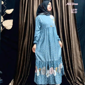 Midi Dress Rayon Premium LD 110-115: Gamis Muslim Busui Fredlly Nyaman dengan Zipper Depan
