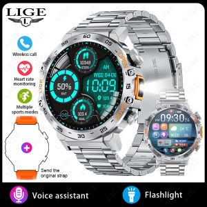 LIGE | LIGE New Smart Watch Man 1.53 inch 360*360 HD Full Touch Screen Heart Rate Health Smartwatch Men 100+Sports Mode Fitness Tracker