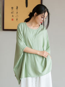 เสื้อยืดคอกลมแขนกุดทรงหลวมๆ ผ้าลินิน ทรงหลวมๆ ลำลอง ฤดูร้อน 2025 สำหรับผู้หญิง แฟชั่นลำลอง สบายๆ ระบายอากาศได้ดี