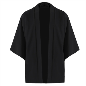 Mens Japanese Kimono Shirts Casual Open Stitch Lightweight Yukata Fashion Black Cardigan 3/4 Sleeve Outwear for Summer Vacation