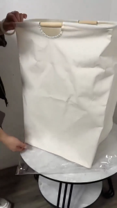 ตะกร้าซักผ้า ตะกร้าผ้าพับเก็บได้ สไตล์ญี่ปุ่น วัสดุผ้าฝ้ายและผ้าลินิน การออกแบบที่เรียบง่าย พร้อมที่จับ ซักได้ 6 ประเภท