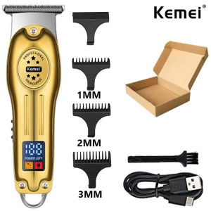 Kemei | Kemei KM-678 Portable Mini Electric Clippers Professional Metal Hair Clipper LCD Display Trimmer Rechargeable HairCutter Machine
