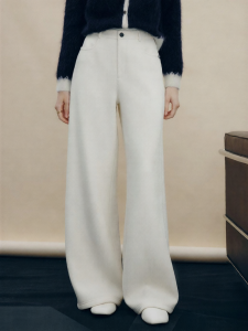 FAMANXUAN | Warm Corduroy High Waisted Wide Leg Trousers With Pearl