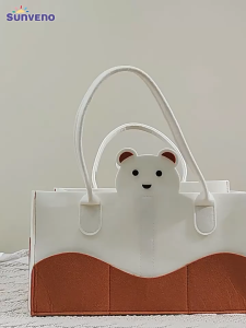 BECORATE Large Capacity Mother Baby Diaper Bag Cute Felt Handbag Baby Travel Mommy Bag Caddy Organizer Bags