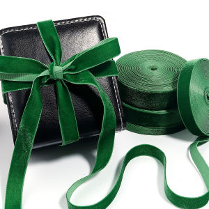 5-10yards/roll Chrismas Green Velvet Ribbons Single Face Flocking Webbing For DIY Christmas Crafts Wrapping Decoration