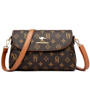 Leather Crossbody Bag Womens Shoulder Bag Soft Leather Mom Bag Fashionable Casual Print Interior Structure for Elderly Women