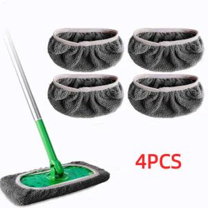 4Pcs Reusable Mop Replacement Pads Microfiber High Absorption Washable Cleaning Pads for Bathroom Tile Grout Deep Cleaning
