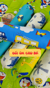[HỎA TỐC 4H] Gối ôm cho bé dài 70cm vỏ áo cotton TLprint  bông gòn microfiber dây rút họa tiết hoạt hình trẻ em Urombaby