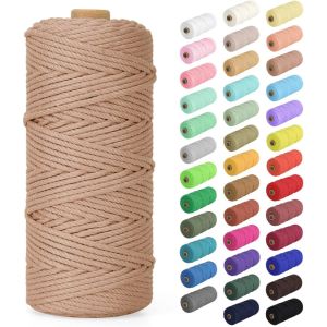 3mm Màu Cotton Macrame Dây Dây 100% Sợi Cotton Cho Đồ Trang Trí Móc Giáng Sinh Cưới Trang Trí Nhà Chất Liệu