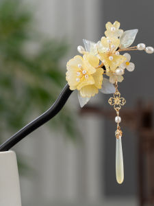 Elegant Chinese Style Hairpin Daily Use Hair Accessories Autumn Hibiscus Sandalwood Hairpin Qipao Hanfu National Style Hair Ornament