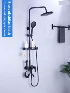 4 In 1 Shower Set Stainless Steel Hot and Cold Black Shower Set With Faucet Bathroom Round And Square Shower