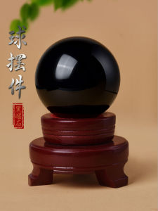 Natural Black Obsidian Crystal Ball Ornament Black Wish Stone Original Rock Living Room Office Decor Home Display Gifts