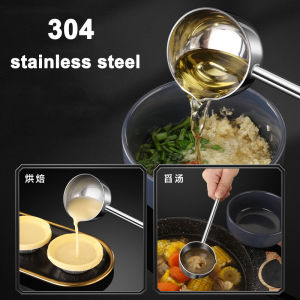 Oil Pouring Spoon 304 Stainless Steel Long Handle Sauce Spoons Sauce Seasoning Spoon Kitchen Cooking Tools Multifunctional Durable