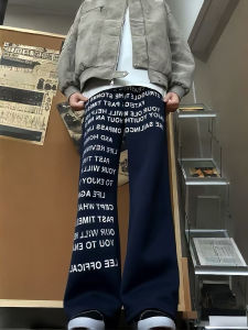 Quần Nỉ Thể Thao Nam Nữ Cạp Cao in Chữ Phong Cách Mỹ Cổ Điển Quần Dài Ống Đứng Thể Thao Thường Ngày Thoải Mái