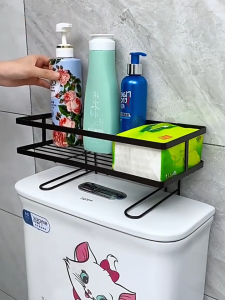 Toilet Rack Stainless Steel Toiletries Bathroom Storage Organizer Shelf Shampoo Shelve Rak Bilik Air Tandas Drill Free